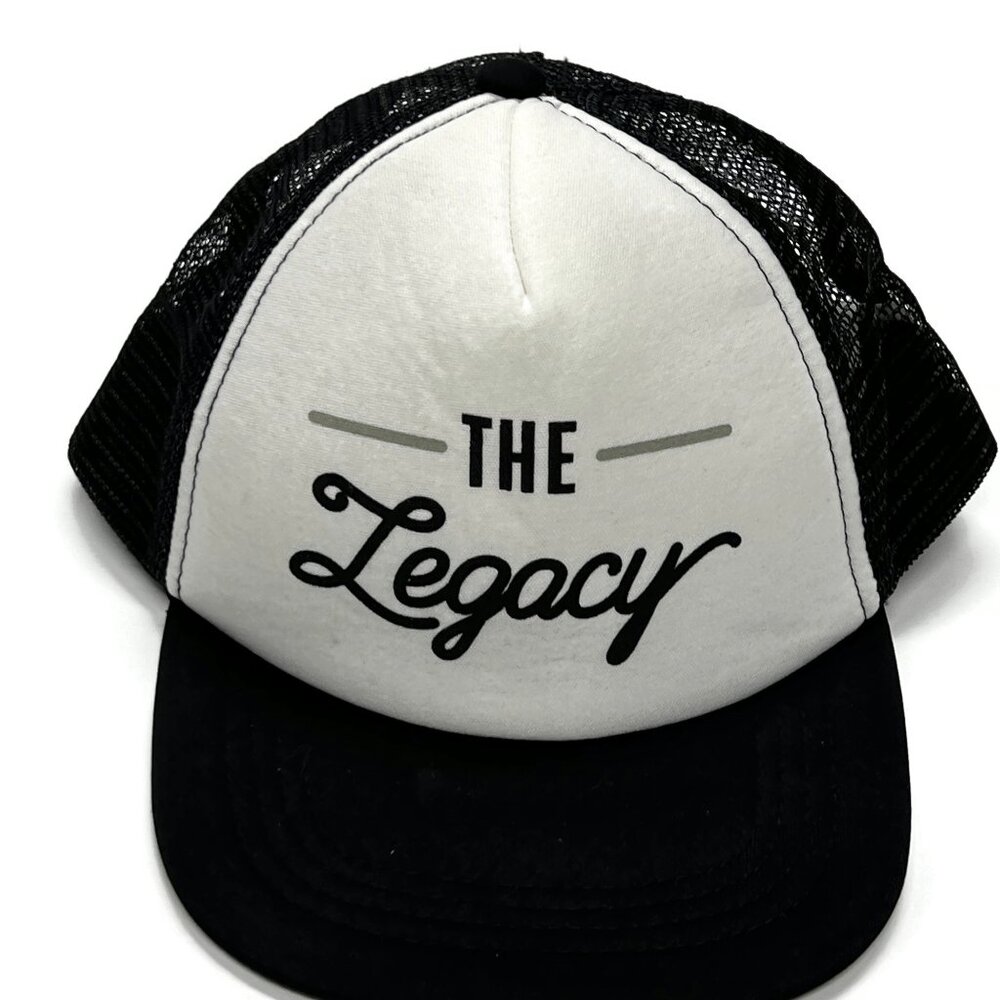 Adventure Awaits The Legacy The Legend White Black Foam Mesh Snapback Hat Cap
